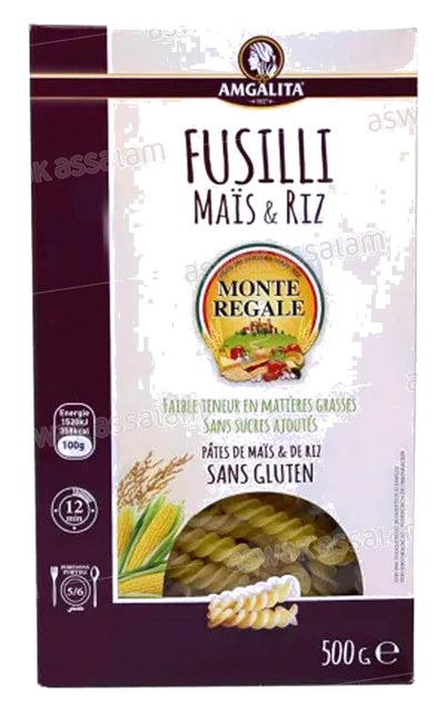 FUSILLI MAIS ET RIZ SANS GLUTEN 500G MONTE REGALE