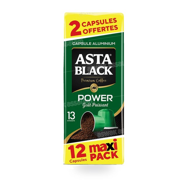 CAFE POWER BOITE 10 CAPSULES ASTA BLACK (2 CAPSULES GRATUITES)