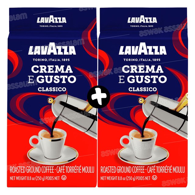 LOT DE 2 CAFES MOULUS CREMA E GUSTO 250G LAVAZZA