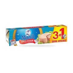 LOT DE 4 BOITES DE THON A L’HUILE VEGETALE 80G MARIO (3 ACHETES = 1 GRATUIT)