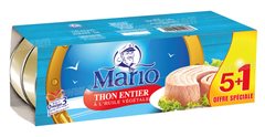 LOT DE 6 BOITES DE THON A L’HUILE VEGETALE 80G MARIO (5 ACHETES = 1 GRATUIT)