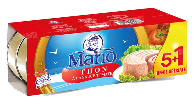 LOT DE 6 BOITES DE THON A LA SAUCE TOMATE 80G MARIO (5 ACHETES = 1 GRATUIT)