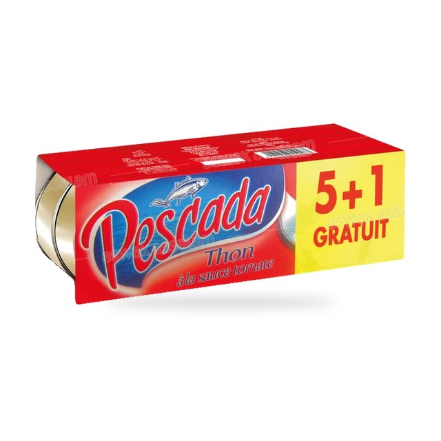 LOT DE 6 BOITES DE THON A LA SAUCE TOMATE 80G PESCADA (5 ACHETES = 1 GRATUIT)