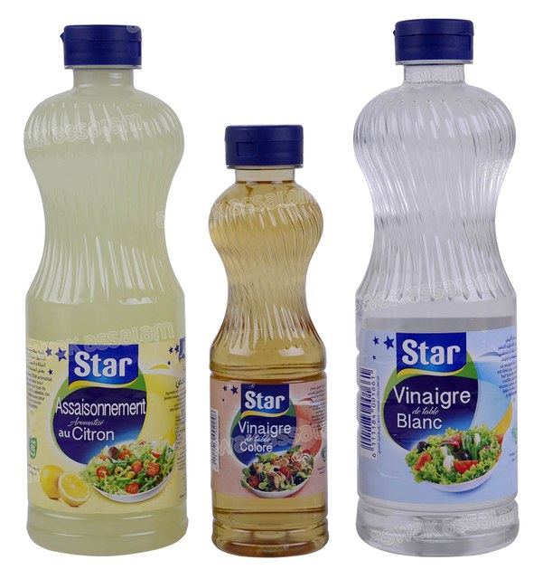 LOT DE VINAIGRE CITRON 50CL + VINAIGRE BLANC 50CL + VINAIGRE 20CL STAR