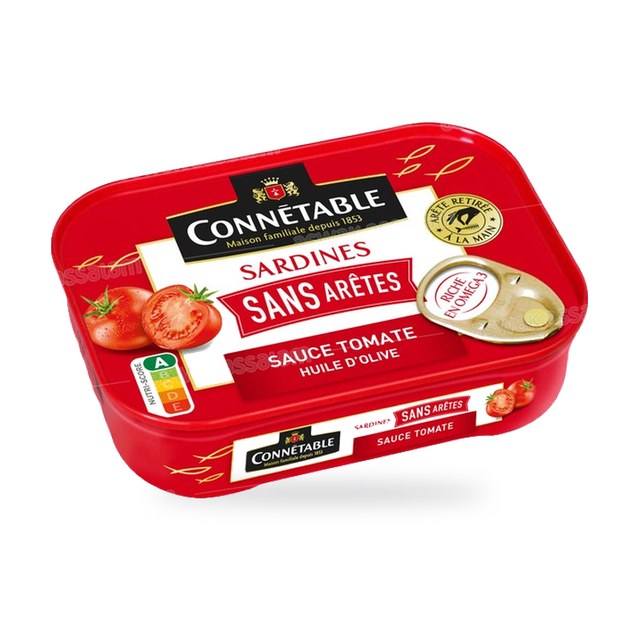 SARDINE SANS ARETES A LA SAUCE TOMATE ET L’HUILE D’OLIVE 140G CONNETABLE