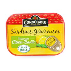 SARDINES GENEREUSES MARINADE CITRON BASILIC 140G CONNETABLE