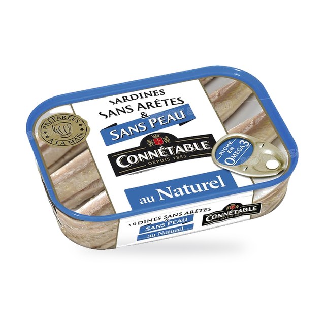 SARDINES SANS PEAU ET SANS ARETES AU NATUREL 140G CONNETABLE