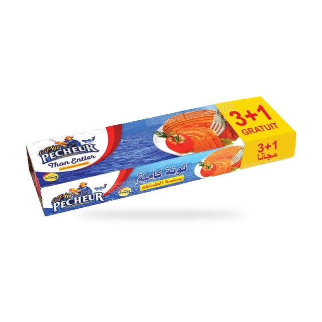 THON A LA SAUCE TOMATE 80G PACK 3+1 GRATUIT LE P’TIT PECHEUR
