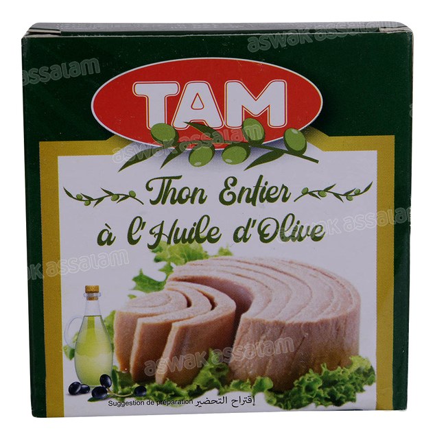 THON ENTIER A L’HUILE D’OLIVE 160G TAM