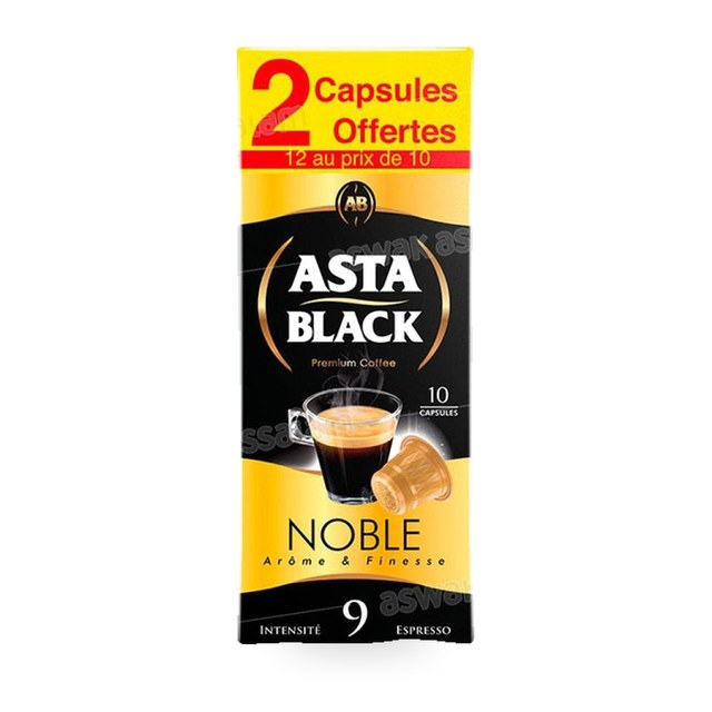 12 CAPSULES ESPRESSO ASTA BLACK (10 ACHETES = 2 GRATUITS)