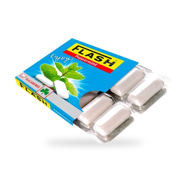 CHEWING-GUM PEPPERMINT SANS SUCRE 12 DRAGEES BLISTER FLASH