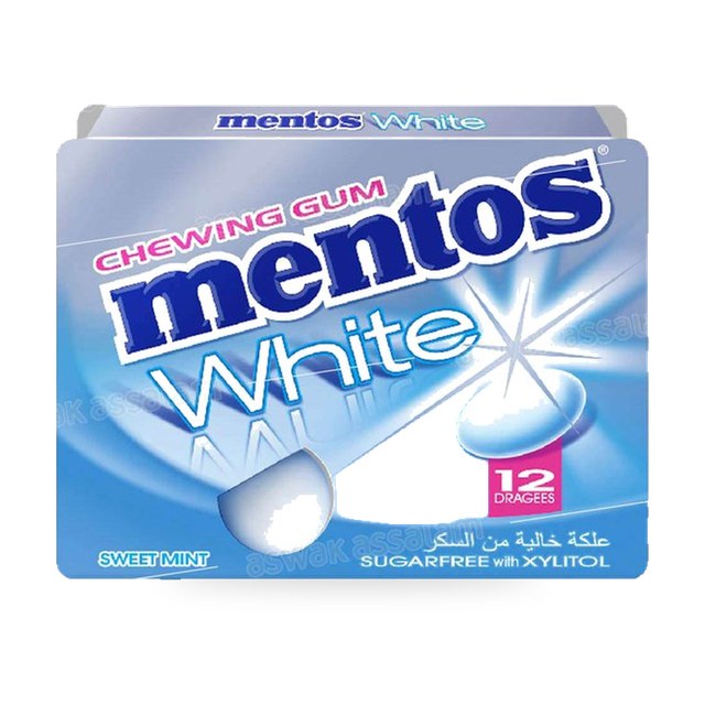 CHEWING-GUM WHITE SWEET MINT SANS SUCRE 17G MENTOS