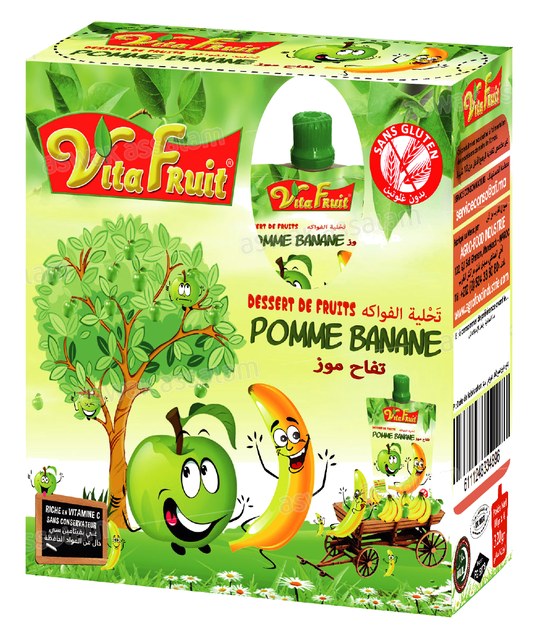 DESSERT DE FRUITS POMME BANANE PACK DE 4 GOURDES*80G VITAFRUIT