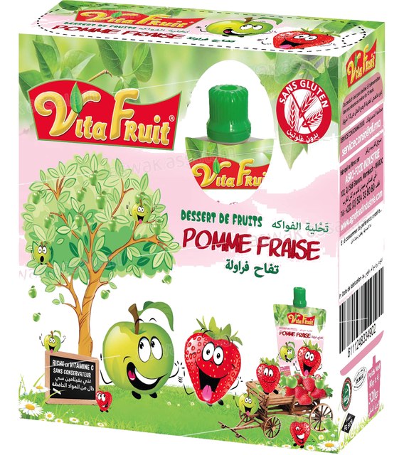 DESSERT DE FRUITS POMME FRAISE PACK DE 4 GOURDES*80G VITAFRUIT