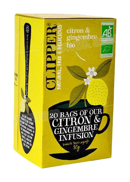 INFUSION CITRON & GINGEMBRE BIO 20 SACHETS CLIPPER
