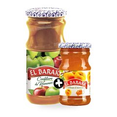 LOT 2 CONFITURES POMME 37CL + ABRICOT 21CL EL BARAKA