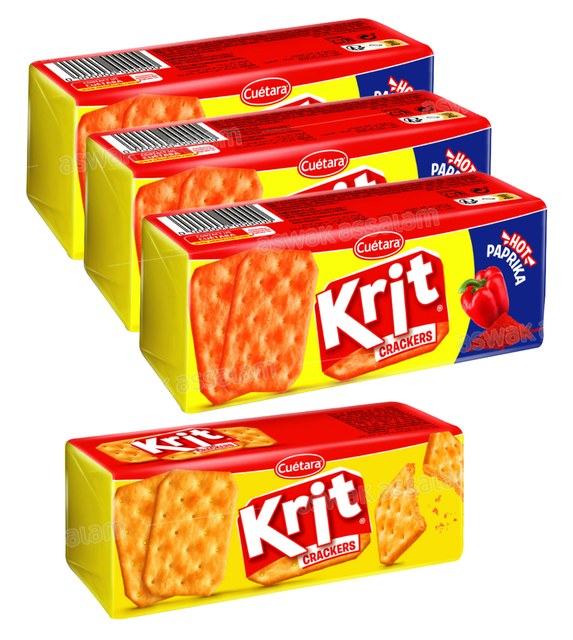 LOT DE 4 CRACKERS SALES 100G KRIT CUETARA (3 PAPRIKA + 1 ORIGINAL OFFERT)