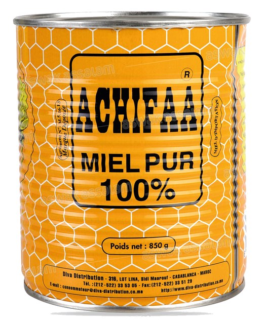 MIEL PUR MULTIFLEURS BOITE METALLIQUE 850G ACHIFAA