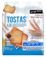 TOAST DE BLE SANS SEL 30 UNITES 225G PINGO DOCE
