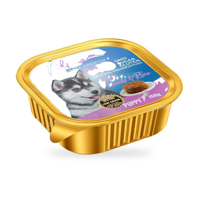 BARQUETTE PATE AGNEAU ET RIZ POUR CHIOT 150G ALPHAPET