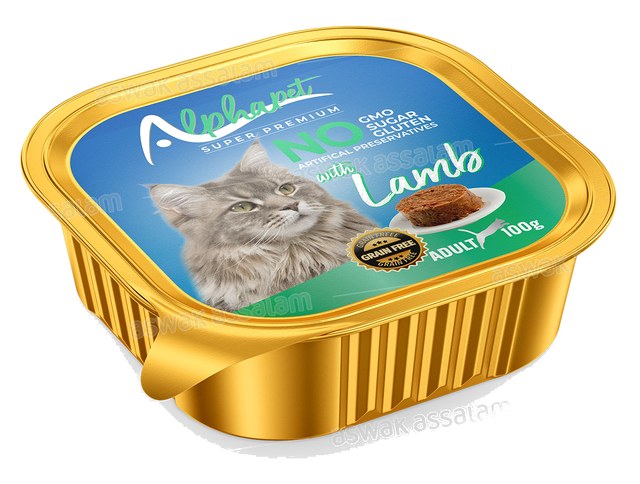 BARQUETTE PATE AGNEAU POUR CHAT ADULTE 100G ALPHAPET