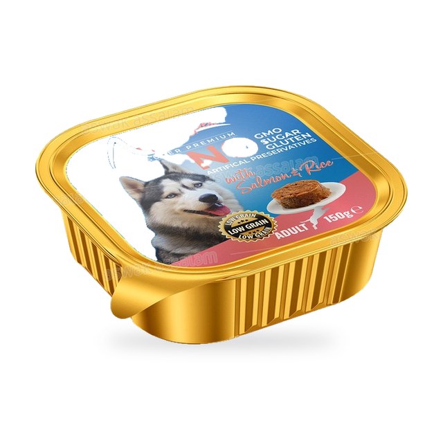 BARQUETTE PATE SAUMON ET RIZ POUR CHIEN ADULTE 150G ALPHAPET