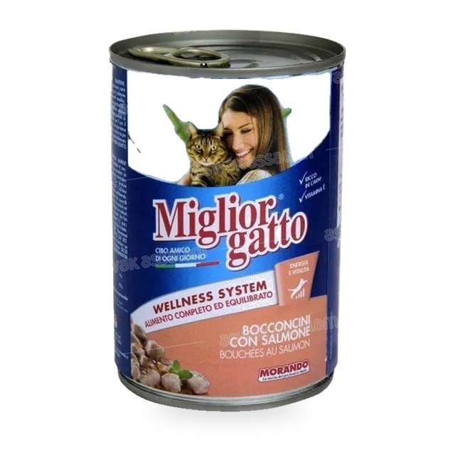 BOUCHEES POUR CHAT AU SAUMON 405G MIGLIOR GATTO MORANDO