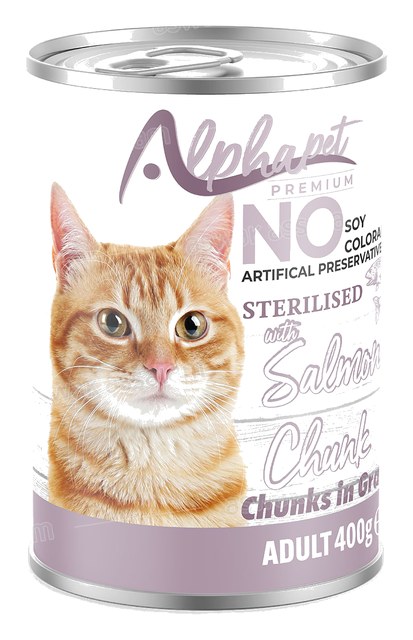BOUCHEES SAUMON POUR CHAT STERILISE 400G ALPHAPET