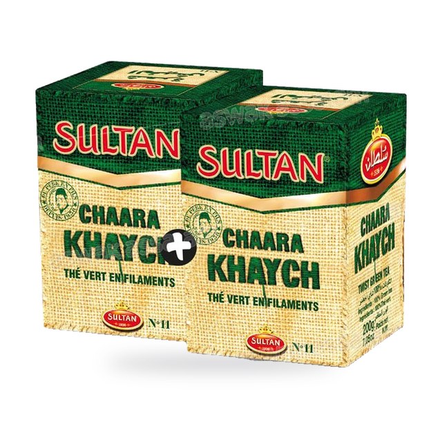 LOT DE 2 THES VERTS CHAARA KHAYCH 200G SULTAN (-50% SUR LE 2EME)