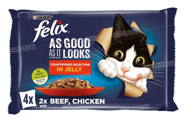 SELECTION POUR CHAT DE BOEUF ET POULET EN GELEE FELIX 4*85G PURINA
