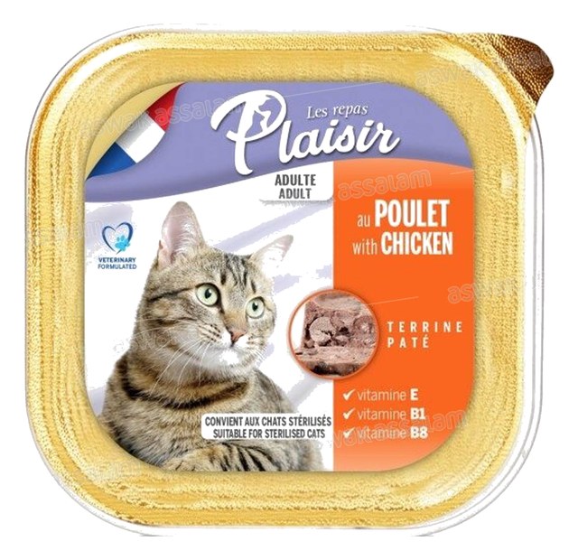 TERRINE PATE POUR CHAT ADULTE AU POULET 100G LES REPAS PLAISIR