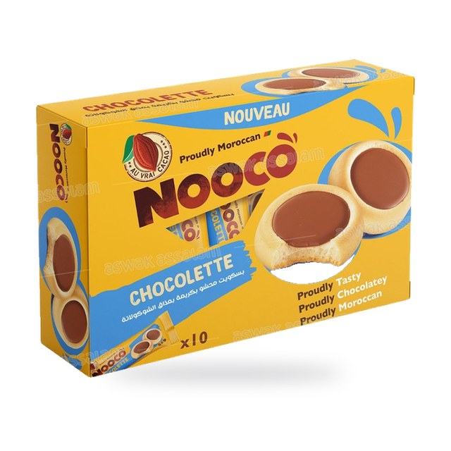 BISCUIT FOURRE CHOCOLAT PACK 10*38G CHOCOLETTE NOOCO