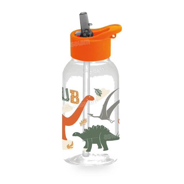 BOUTEILLE A EAU EN PLASTIQUE AVEC PAILLE 460ML DINO CLUB