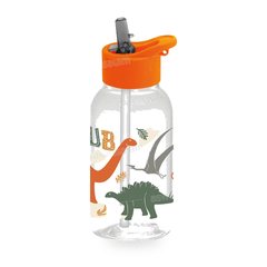 BOUTEILLE A EAU EN PLASTIQUE AVEC PAILLE 460ML DINO CLUB