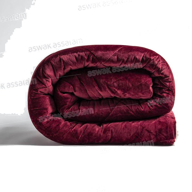 COUETTE DOUBLE FACE VELOURS UNI JACQUARD / MOUTON – BORDEAU 220*240CM