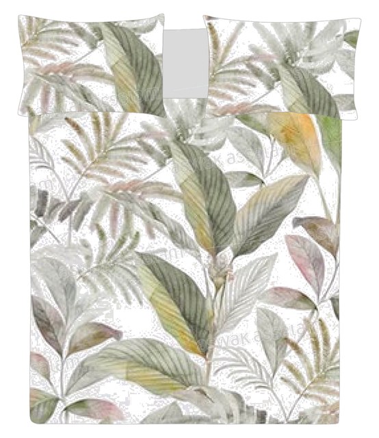 Couvre-lit 240*220cm + 2 Taies D’oreiller 50*70cm Imprime Fleurs