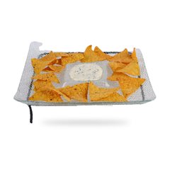 PLAT CARRE EN VERRE AVEC SUPPORT 26CM