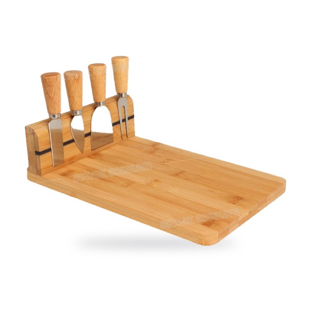 PLATEAU A FROMAGE EN BAMBOU AVEC RANGE-COUVERTS MAGNETIQUE 30x20x8CM