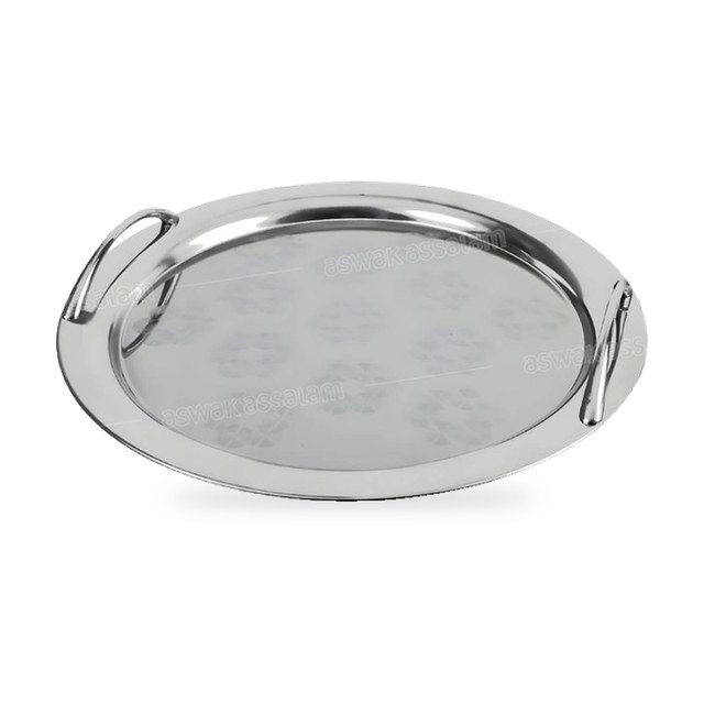 PLATEAU INOX ROND AVEC ANSES 48CM