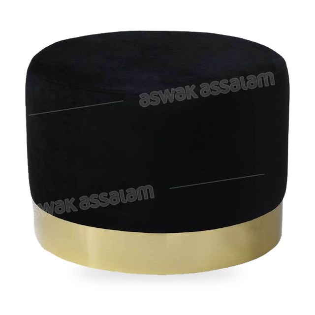 POUF EN VELOURS BASE METAL – NOIR 50*35CM