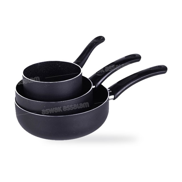 SET DE 3 CASSEROLES REVETEMENT EN GRANITE 12-16-20CM