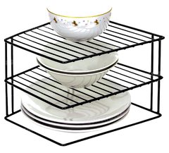 Support D’angle Metallique Noir pour Assiettes 2 Niveaux