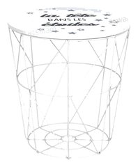 TABLE FILAIRE EN BOIS ET METAL – BLANC « LA TETE DANS LES ETOILES » 30*30CM