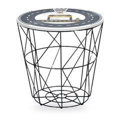 TABLE FILAIRE EN BOIS ET METAL – NOIR 30*30CM