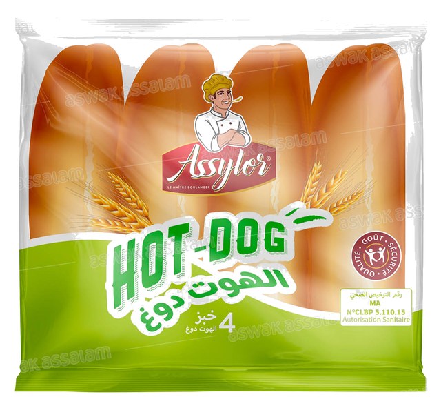 PAIN HOT-DOG 4 UNITES ASSYLOR