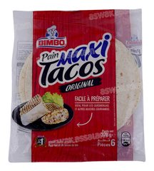 PAIN MAXI TACOS ORIGINAL 6 UNITES 378G BIMBO
