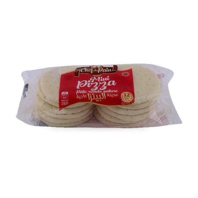 PATE MINI PIZZA RONDE NATURE 12 UNITES 192G CHEF DU PAIN