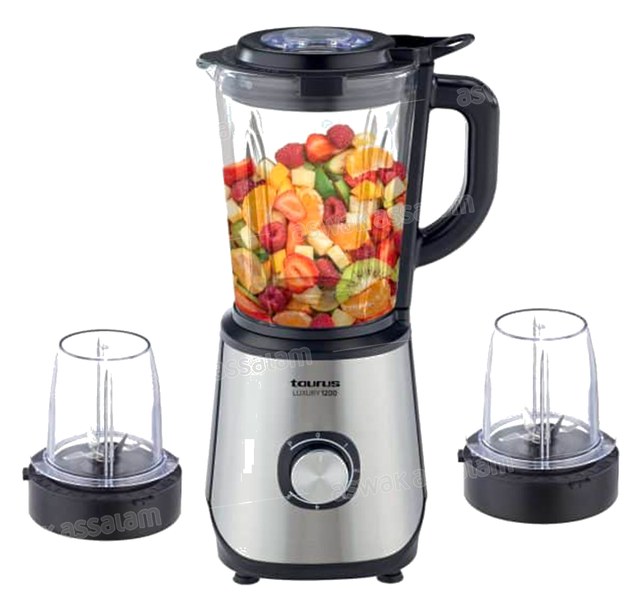 BLENDER BOL EN VERRE LUXURY 1200W + 2 MOULINS TAURUS