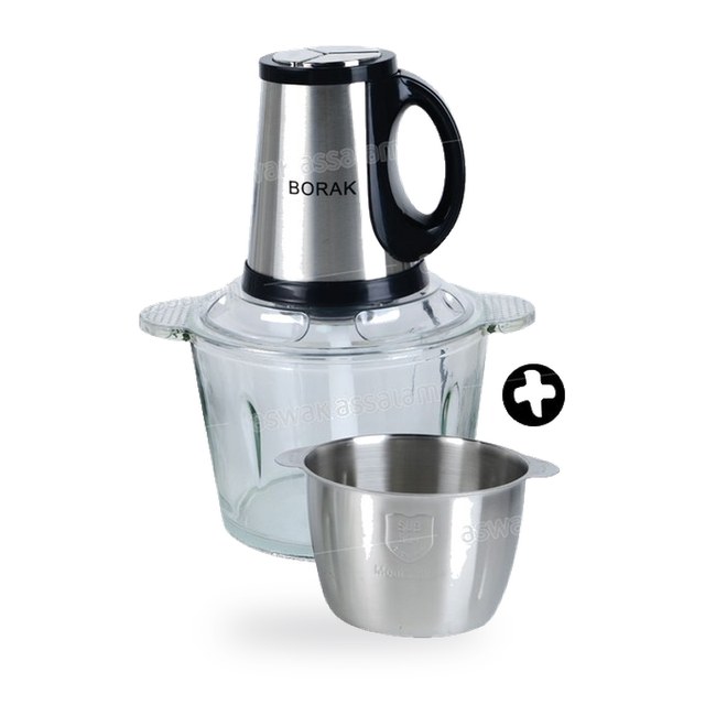 MINI HACHOIR 3L 2 BOLS INOX ET VERRE 1000W YH-CH09 BORAK