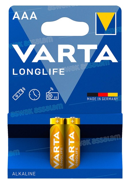 2 PILES ALCALINES LONGLIFE TYPE AAA VARTA